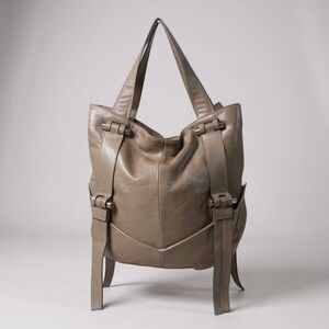 Abro Grey  Leather‎ Large Shoulder/Tote Bag